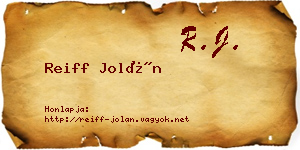Reiff Jolán névjegykártya